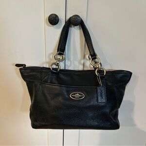 Coach black leather Mini Ellis Tote Purse crossbody #35030